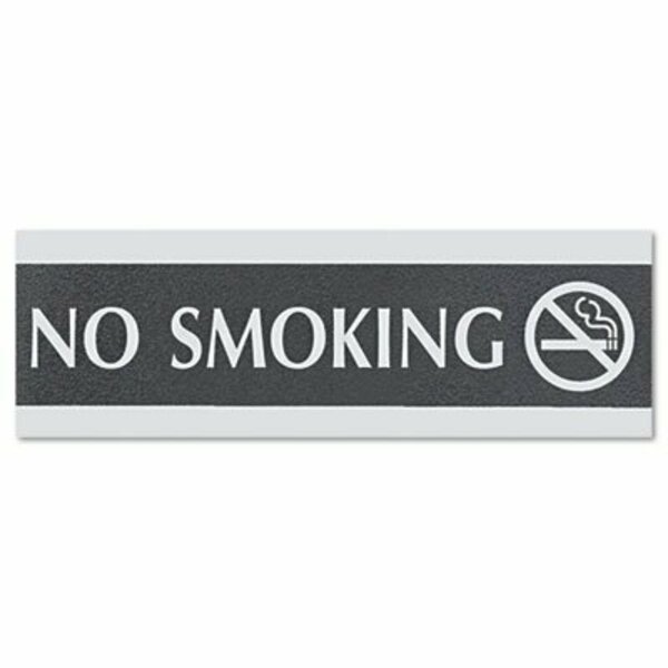 U.S. Stamp & Sign No Smoking Sign, 3x9in Silver on Blackin 4757